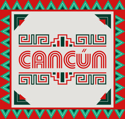 Cancun Mexico style emblem design elements