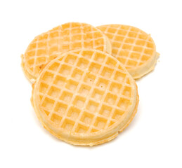 Baked waffles on white background 