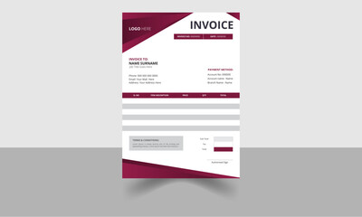 Modern, Creative and Minimal Corporate Business Invoice design template vector illustration bill form price invoice. Creative invoice template vector. business stationery design payment agreement