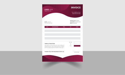 Modern, Creative and Minimal Corporate Business Invoice design template vector illustration bill form price invoice. Creative invoice template vector. business stationery design payment agreement