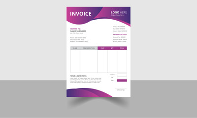 Modern, Creative and Minimal Corporate Business Invoice design template vector illustration bill form price invoice. Creative invoice template vector. business stationery design payment agreement
