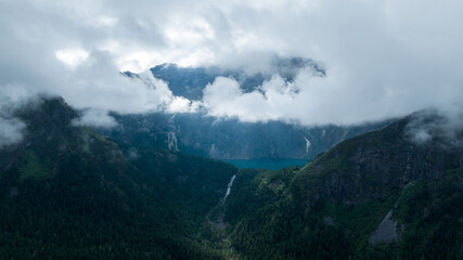 Beautiful panorama view of sunrise forest landscape in Sichuan,China