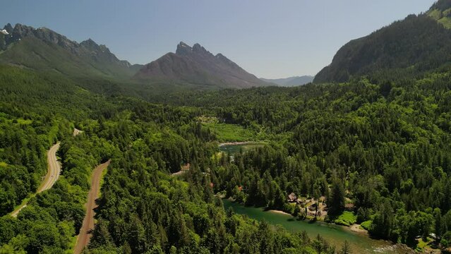 The river between mountains in Washington State. South Fork Skykomish River