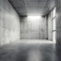 Empty room with wall. White concrete. (Generative AI)