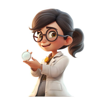 3d rendered illustration of a business woman with a magnifying glass