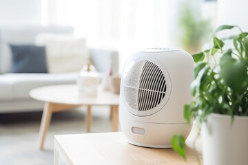 An air purifier is placed in the room
