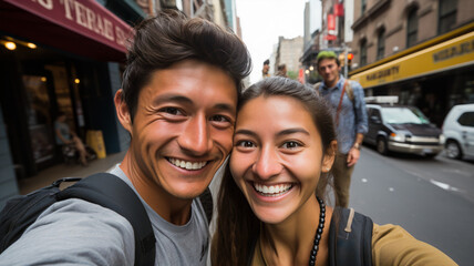 Vibrant Connections: Navajo Couple Embracing  Adventures in New York City
