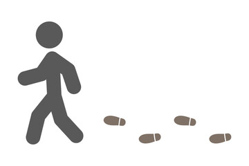 歩く人と足跡
