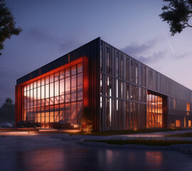 3D modern factory building design