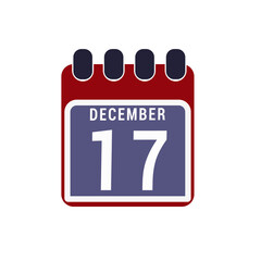 Fototapeta premium Calendar displaying day 17 ( seventeenth ) of the December - Day 17 of the month. illustration