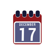 Calendar displaying day 17 ( seventeenth ) of the December - Day 17 of the month. illustration