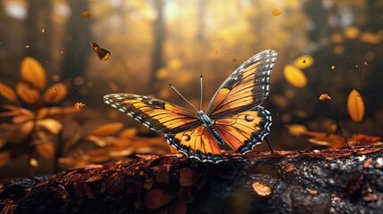 Butterfly on flower. AI generated art illustration. - obrazy, fototapety, plakaty