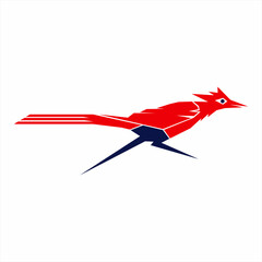 Bird logo design with illustration of letter R on legs.