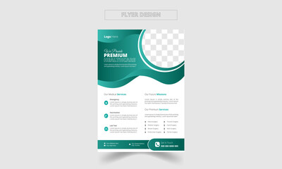 creative and modern medical and healthcare cover a4 template design and flat icons for a report and medical brochure design, flyer, leaflets decoration for printing and presentation vector. 