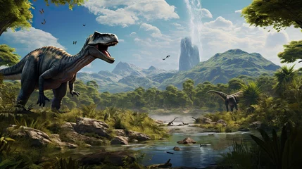 Foto op Plexiglas Dinosaurus Tyrannosaurus dinosaur 3d render. AI generated art illustration. 