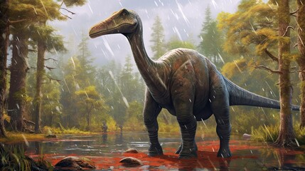 Fototapeta premium Tyrannosaurus dinosaur 3d render. AI generated art illustration. 