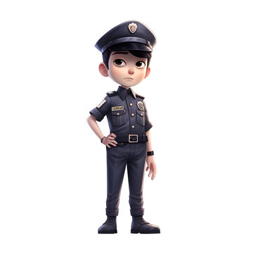3d rendering of a policeman on a white background with clipping path