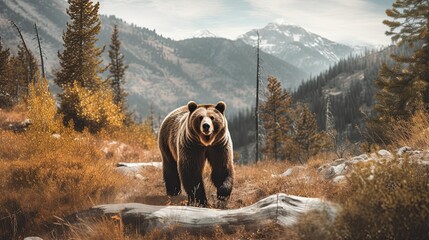 Bear in the lake. AI generated art illustration.
