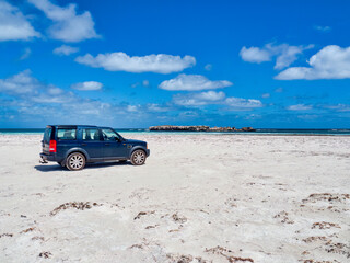 Fototapeta na wymiar Lancelin has beautiful hard white beaches, huge white sand dunes and has a lucrative crayfishing industry. Its appeal lies in its holiday ambience.