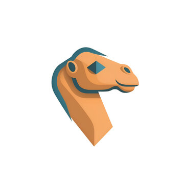 Camel head icon in isometric 3d style on a white background