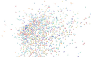 Styrofoam mini ball fly explosion, Pastel foam mini balls float explode, abstract cloud fly....