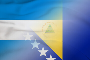 Nicaragua and Bosnia and Herzegovina national flag international negotiation BIH NIC