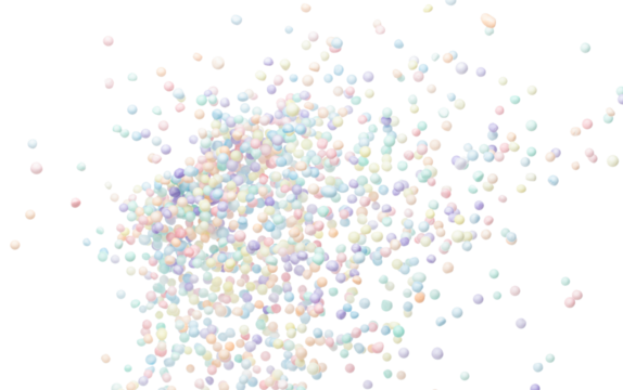 Styrofoam mini ball fly explosion, Pastel foam mini balls float explode, abstract cloud fly. styrofoam pastel mini sphere balls splash throwing in Air. White background Isolated