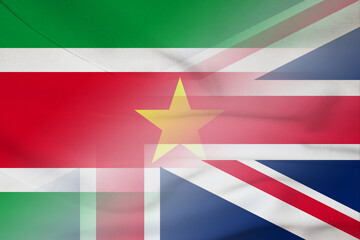 Suriname and England national flag international relations GBR SUR