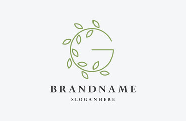 Letter g leaf logo template vector illustration design