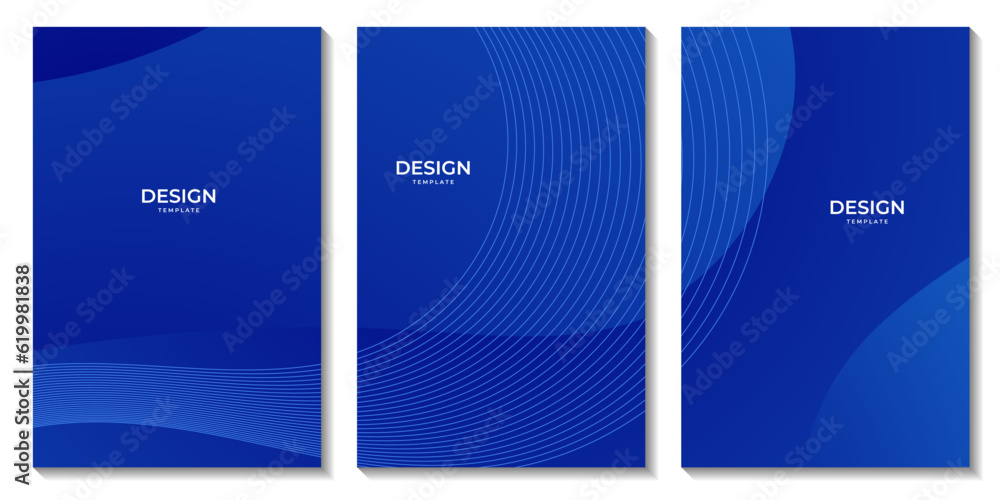 Aufkleber set of flyers. set of covers. simple blue wave gradient vector background for business