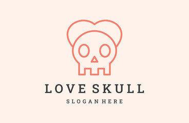 Skull in love vector. skull lovers. romantic .
