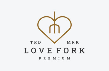 Love fork logo vector icon illustration hipster vintage retro .