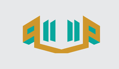 Fototapeta premium Creative 3d logo typography icon UP sets silhouette for business company