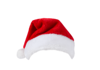 Red Santa Claus Christmas hat isolated cutout on transparent