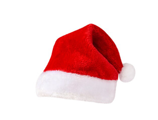 Obraz na płótnie Canvas Red Santa Claus Christmas hat isolated cutout on transparent