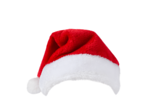 Red Santa Claus Christmas hat isolated cutout on transparent
