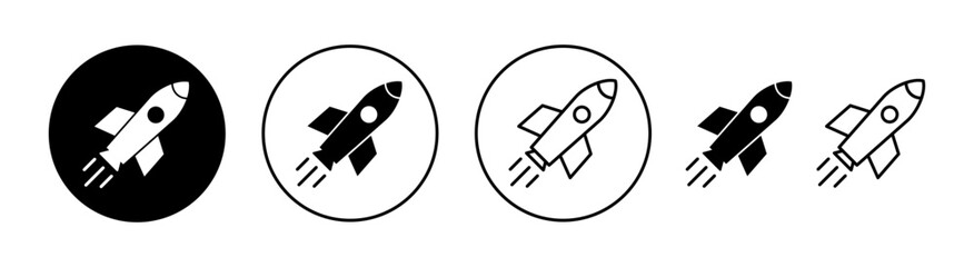 Rocket icon set for web and mobile app. Startup sign and symbol. rocket launcher icon