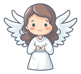 Cute angel cartoon character illustration isolated.