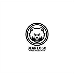 bear head line art logo design symbol
