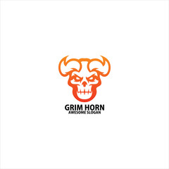 skull horn logo design gradient line