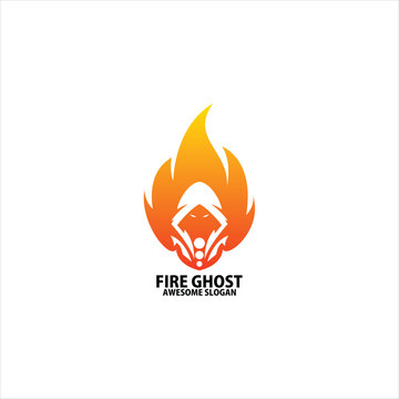 fire with ghost logo design gradient color