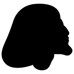 Head of a bearded ancient Egyptian man in profile. Black silhouette on white background.