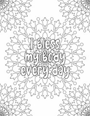 Motivational Quote Coloring Pages, Mandala Coloring sheet for Self-love for Kids and Adults