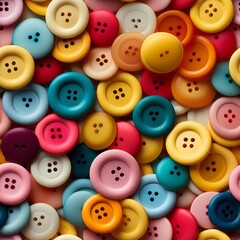 Seamless texture of a colorful group of buttons. Generative AI. 