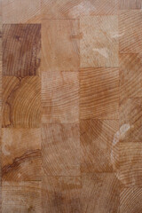 Top view of brown end grain chopping board, acacia end grain chopping board