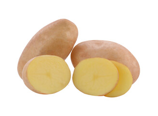 Isolated potatoes. Cut raw potato vegetables isolated transparent png