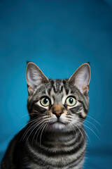 Illustration of a surprised cat with a startled expression on its face created with Generative AI technology