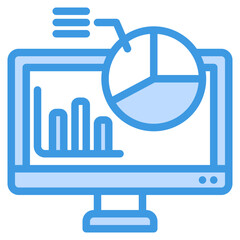 Computer analytics icon in blue style, use for website mobile app presentation