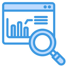 Web analytics icon in blue style, use for website mobile app presentation