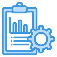 Clipboard analytics icon in blue style, use for website mobile app presentation